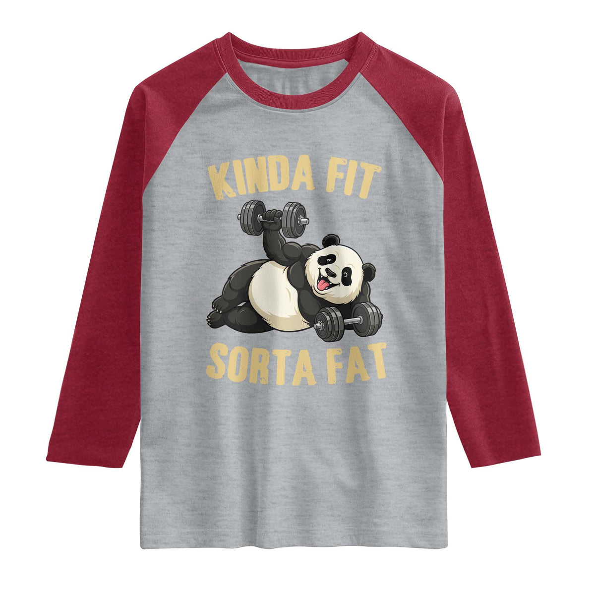 Funny Panda Weightlifting Workout Raglan Shirt Kinda Fit Sorta Fat