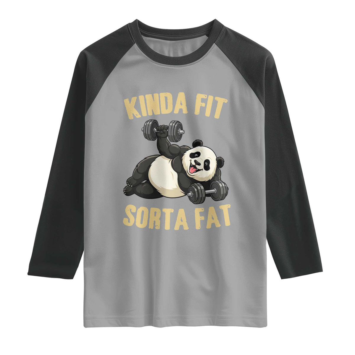Funny Panda Weightlifting Workout Raglan Shirt Kinda Fit Sorta Fat