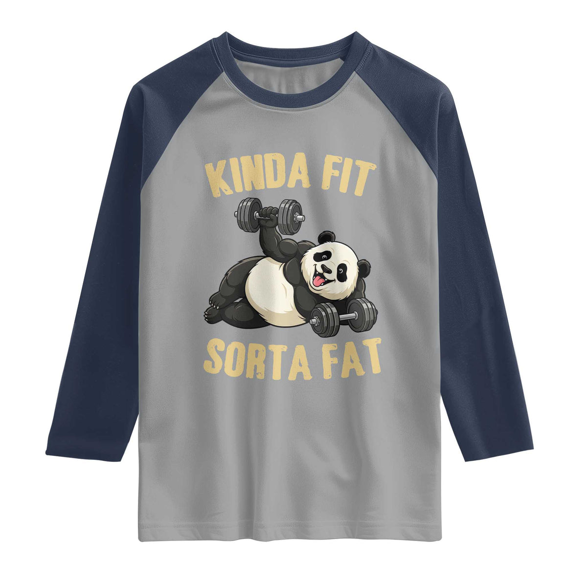 Funny Panda Weightlifting Workout Raglan Shirt Kinda Fit Sorta Fat