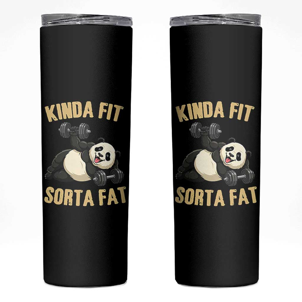 Funny Panda Weightlifting Workout Skinny Tumbler Kinda Fit Sorta Fat