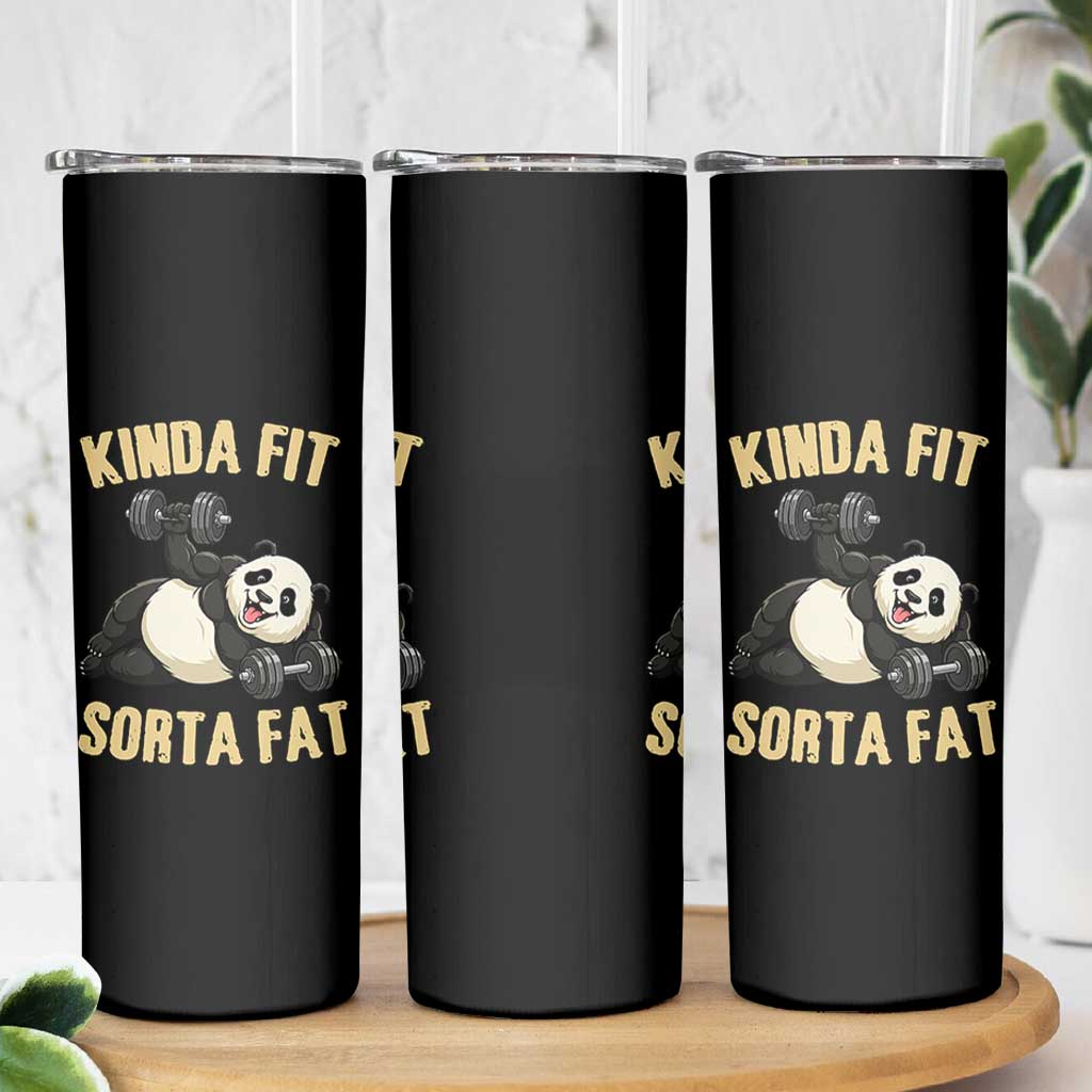 Funny Panda Weightlifting Workout Skinny Tumbler Kinda Fit Sorta Fat