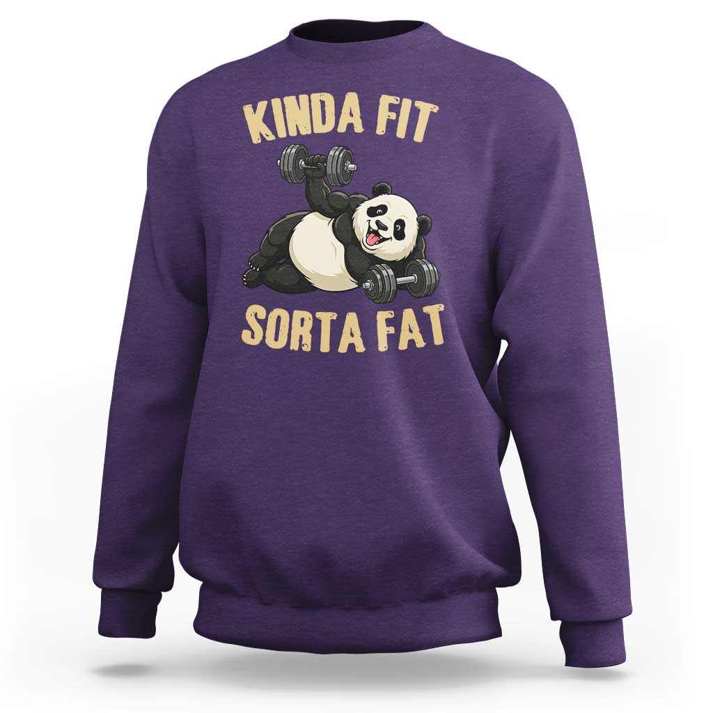 Funny Panda Weightlifting Workout Sweatshirt Kinda Fit Sorta Fat