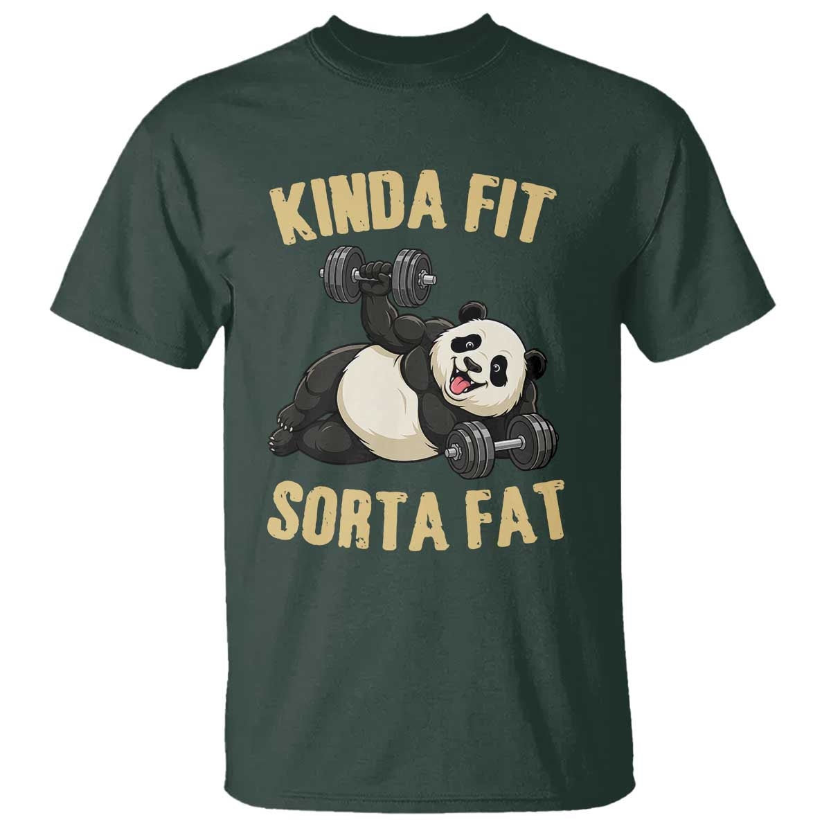 Funny Panda Weightlifting Workout T Shirt Kinda Fit Sorta Fat