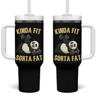 Funny Panda Weightlifting Workout Tumbler With Handle Kinda Fit Sorta Fat