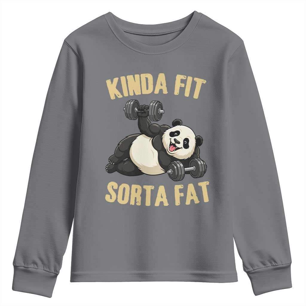 Funny Panda Weightlifting Workout Youth Sweatshirt Kinda Fit Sorta Fat