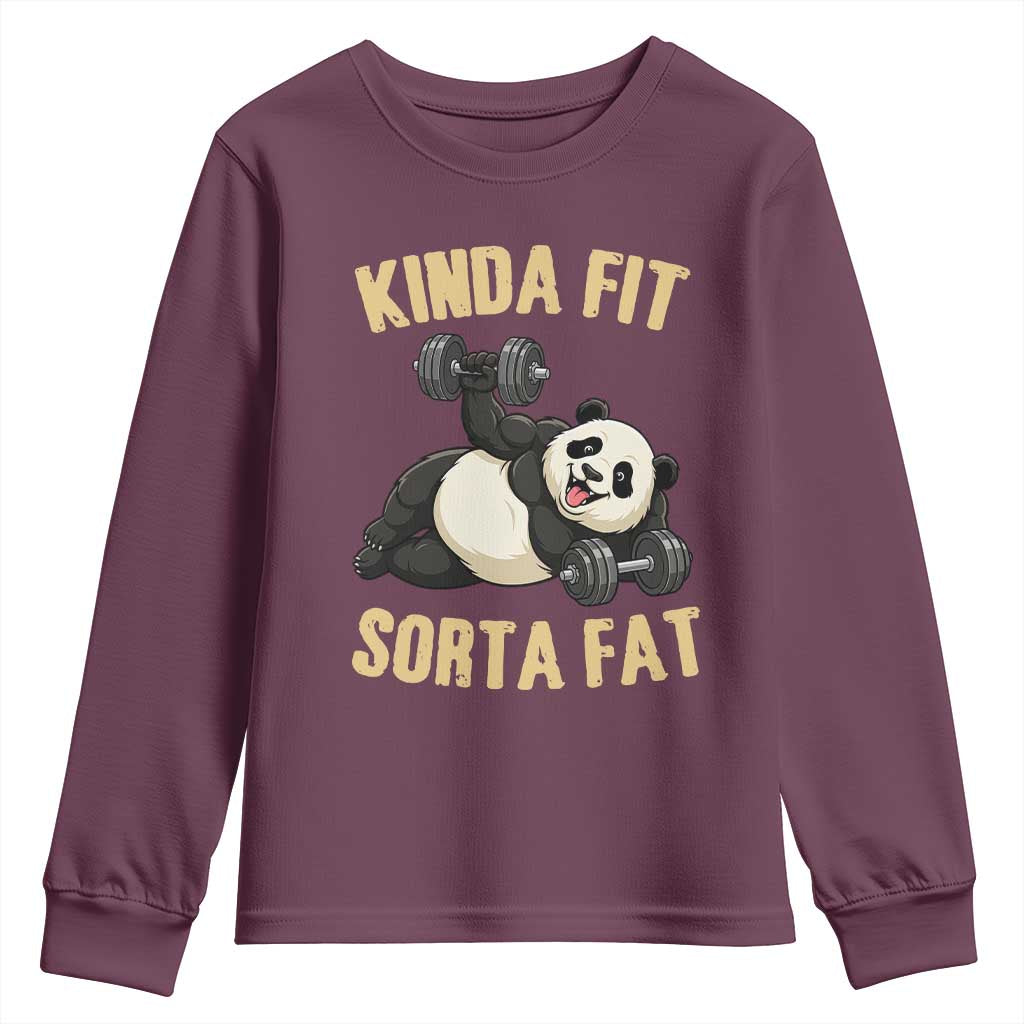 Funny Panda Weightlifting Workout Youth Sweatshirt Kinda Fit Sorta Fat