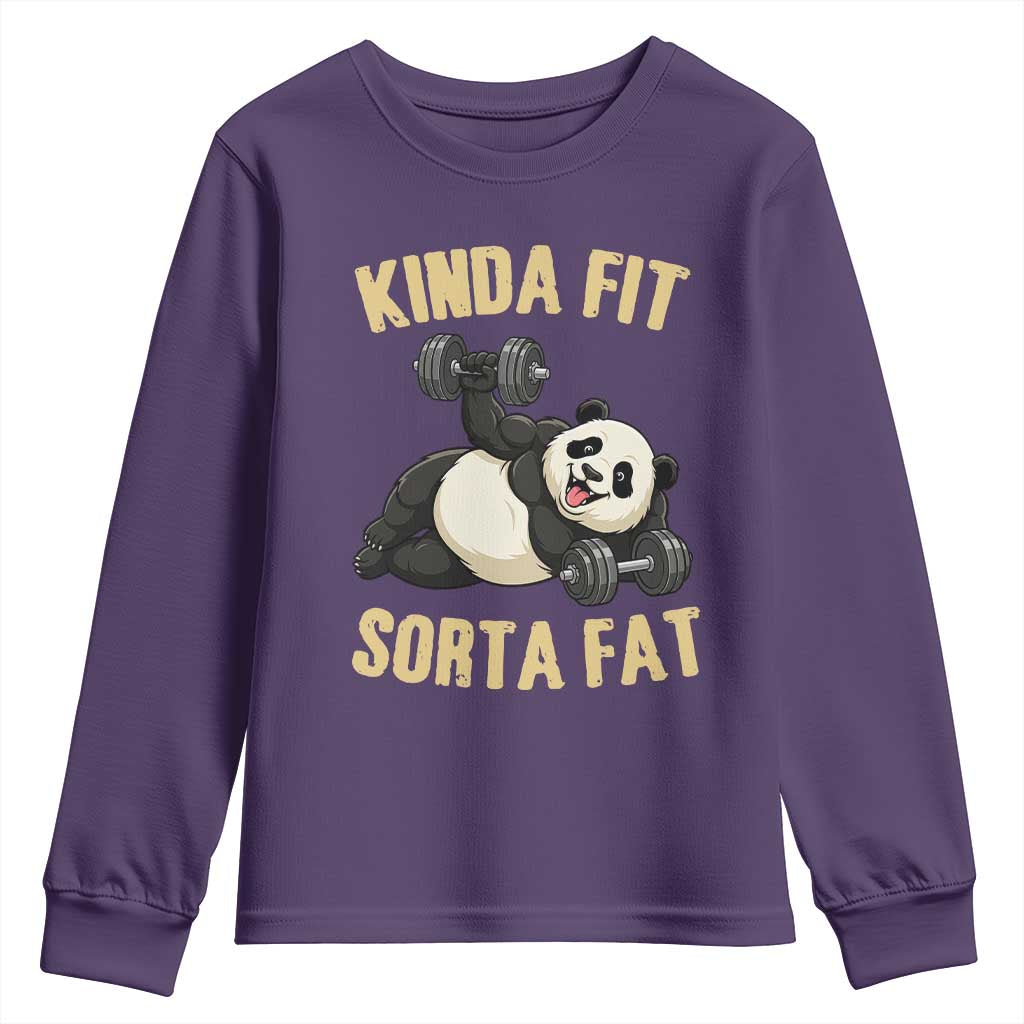Funny Panda Weightlifting Workout Youth Sweatshirt Kinda Fit Sorta Fat