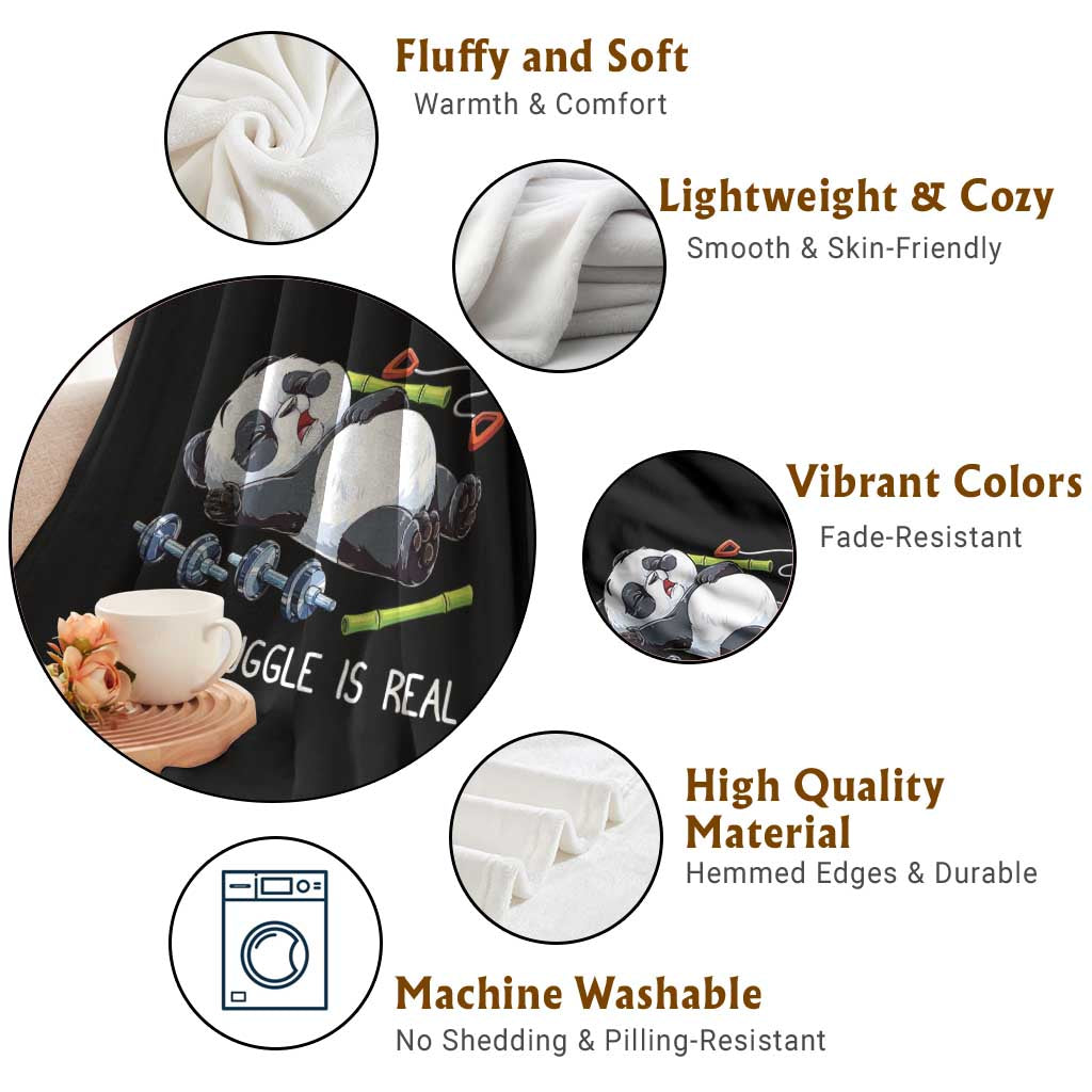 Funny Panda Workout Gift Throw Blanket The Struggle Is Real