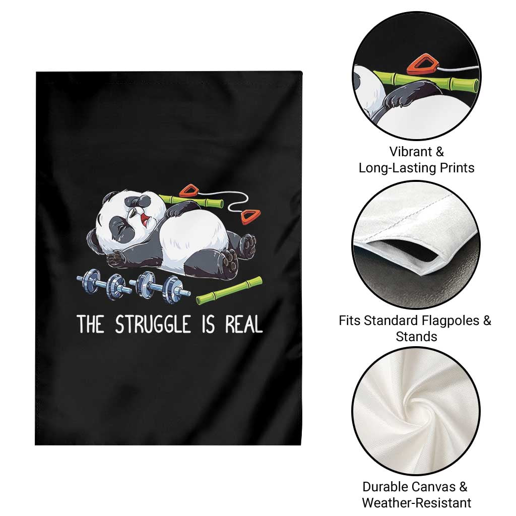 Funny Panda Workout Gift Garden Flag The Struggle Is Real