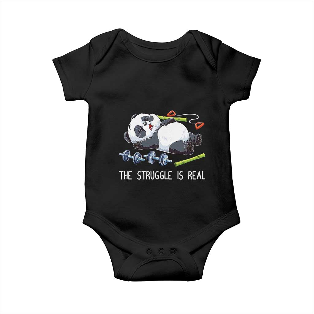 Funny Panda Workout Gift Baby Onesie The Struggle Is Real