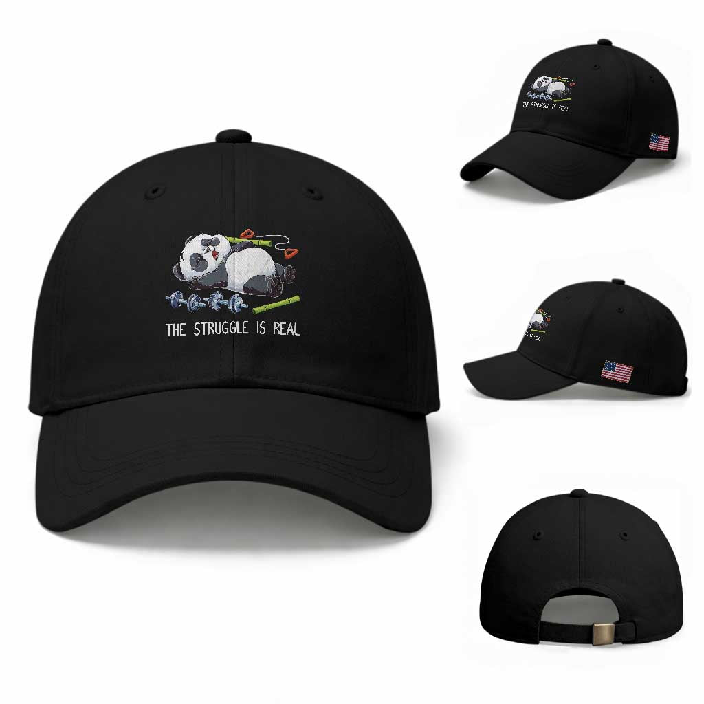 Funny Panda Workout Gift Baseball Cap The Struggle Is Real