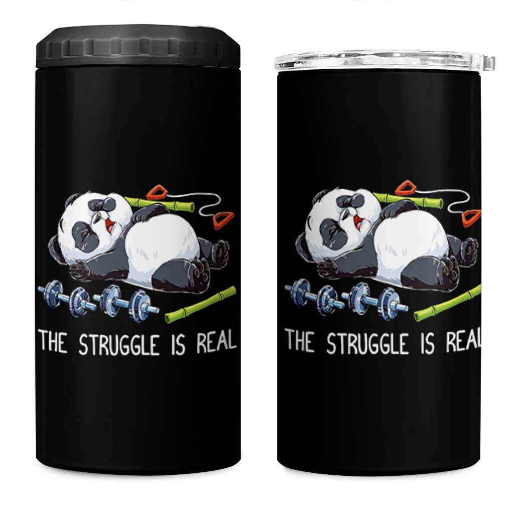 Funny Panda Workout Gift 4 in 1 Can Cooler Tumbler The Struggle Is Real