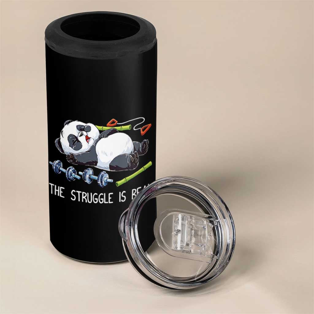 Funny Panda Workout Gift 4 in 1 Can Cooler Tumbler The Struggle Is Real