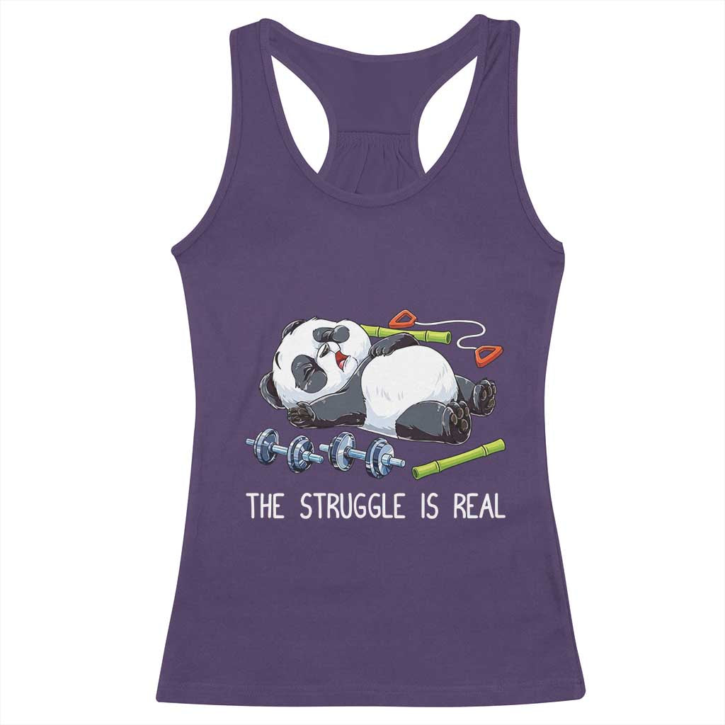 Funny Panda Workout Gift Racerback Tank Top The Struggle Is Real