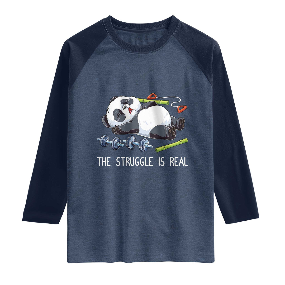 Funny Panda Workout Gift Raglan Shirt The Struggle Is Real