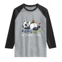 Funny Panda Workout Gift Raglan Shirt The Struggle Is Real