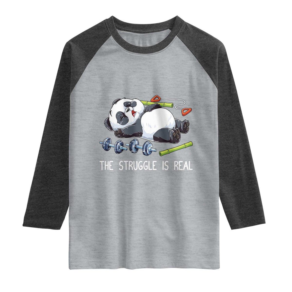 Funny Panda Workout Gift Raglan Shirt The Struggle Is Real