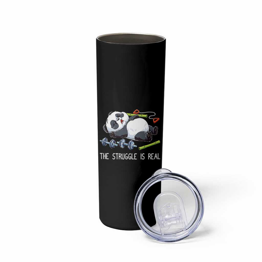Funny Panda Workout Gift Skinny Tumbler The Struggle Is Real