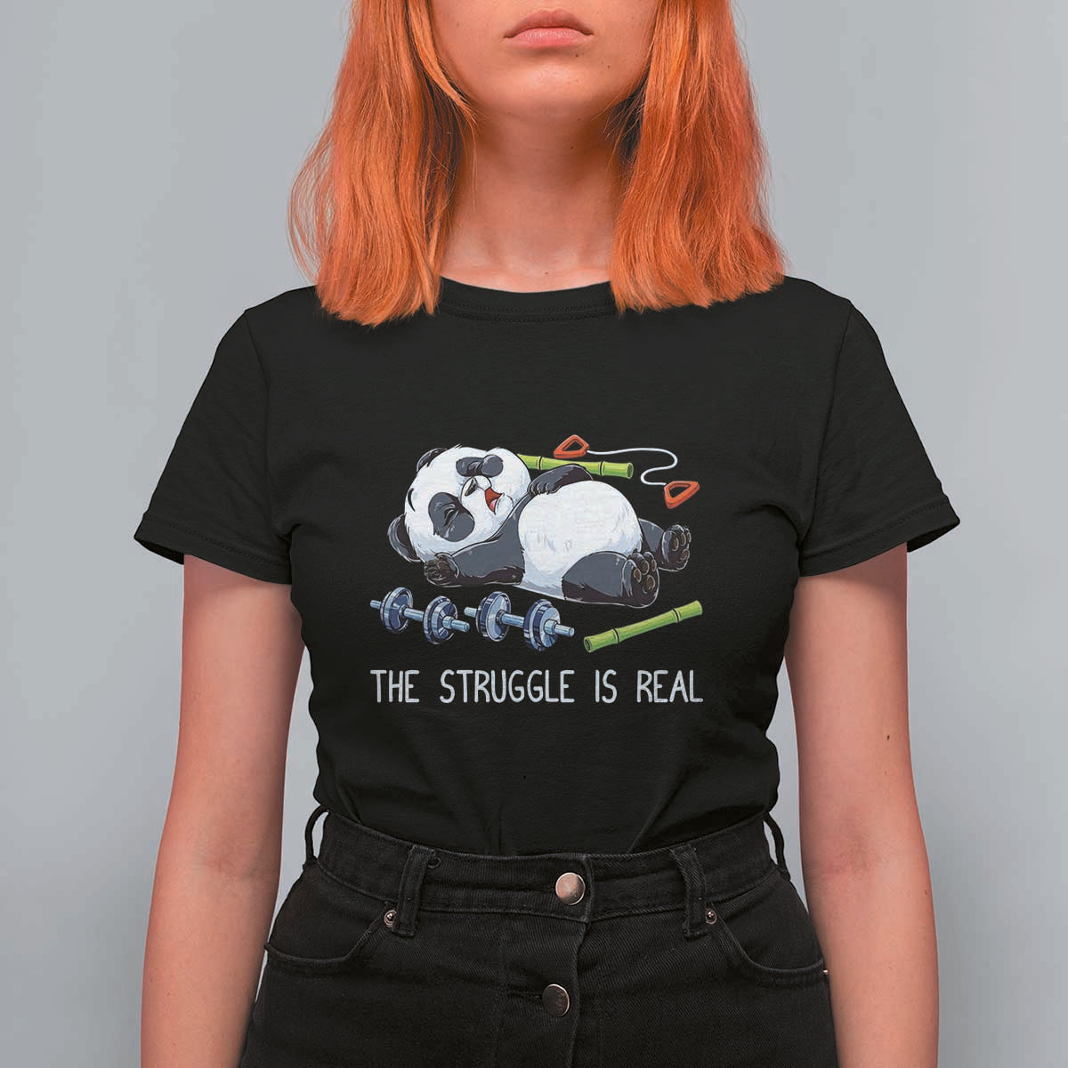 Funny Panda Workout Gift T Shirt For Women The Struggle Is Real