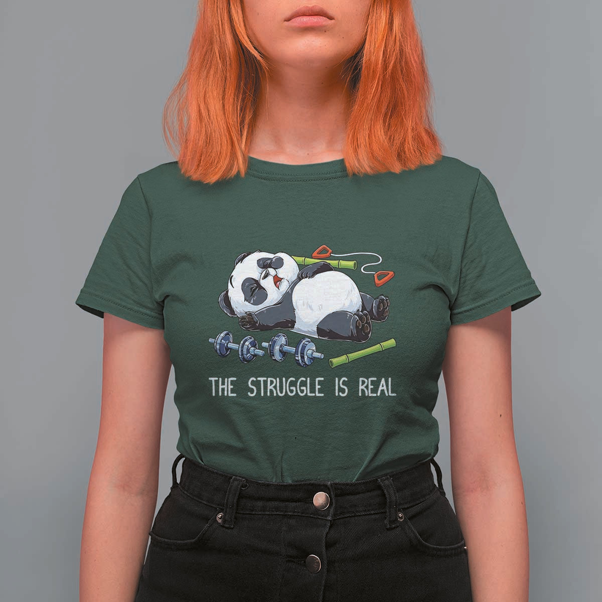 Funny Panda Workout Gift T Shirt For Women The Struggle Is Real