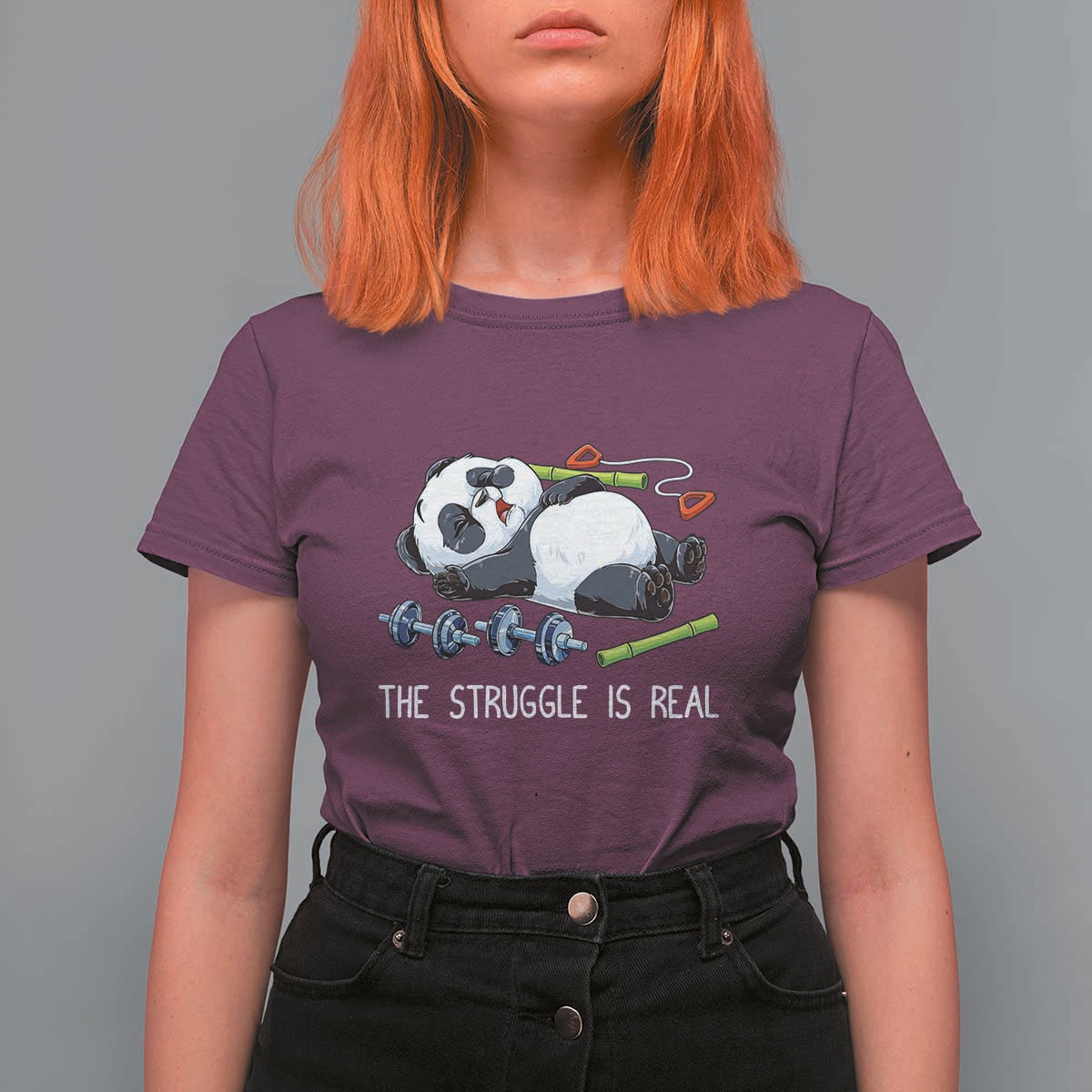 Funny Panda Workout Gift T Shirt For Women The Struggle Is Real