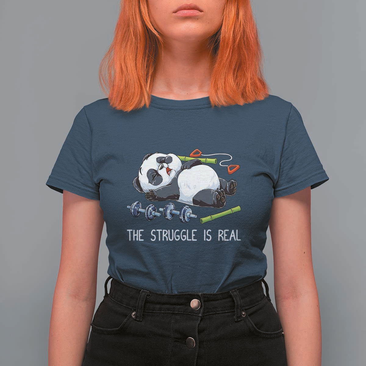 Funny Panda Workout Gift T Shirt For Women The Struggle Is Real