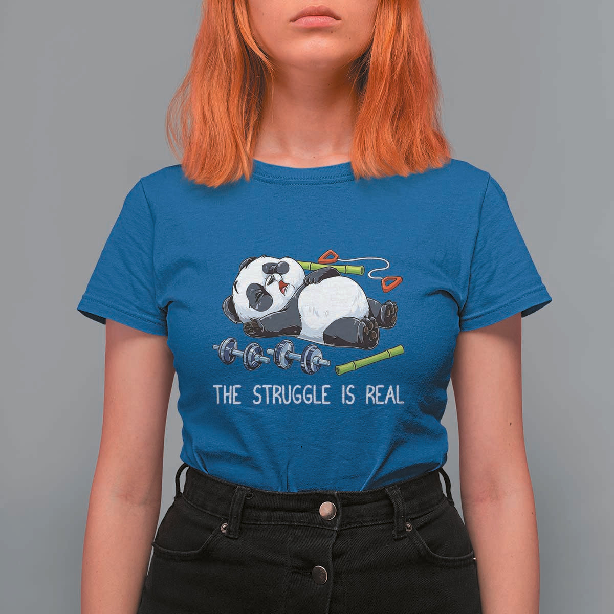Funny Panda Workout Gift T Shirt For Women The Struggle Is Real