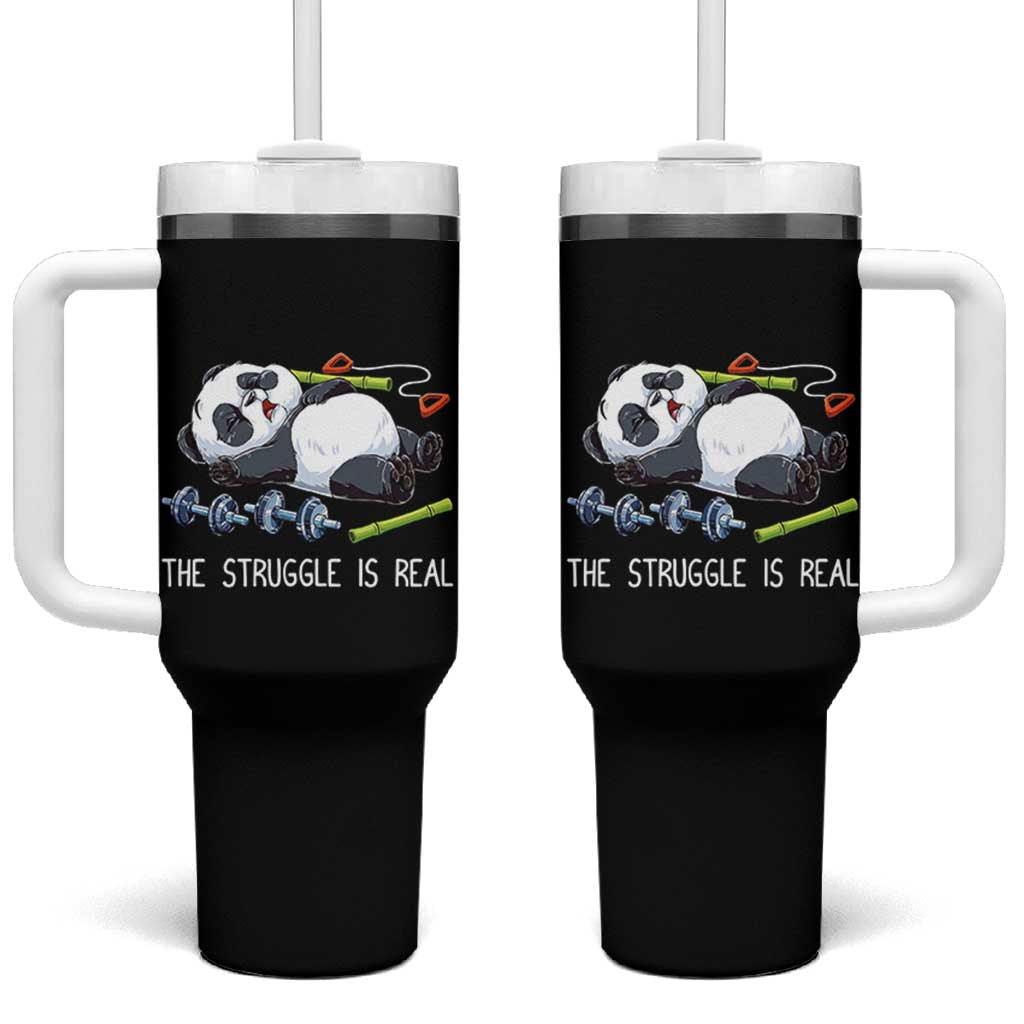 Funny Panda Workout Gift Tumbler With Handle The Struggle Is Real