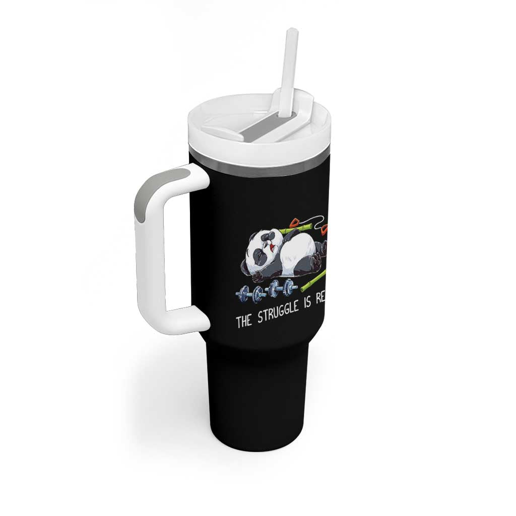Funny Panda Workout Gift Tumbler With Handle The Struggle Is Real