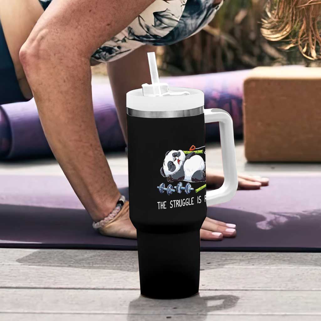 Funny Panda Workout Gift Tumbler With Handle The Struggle Is Real
