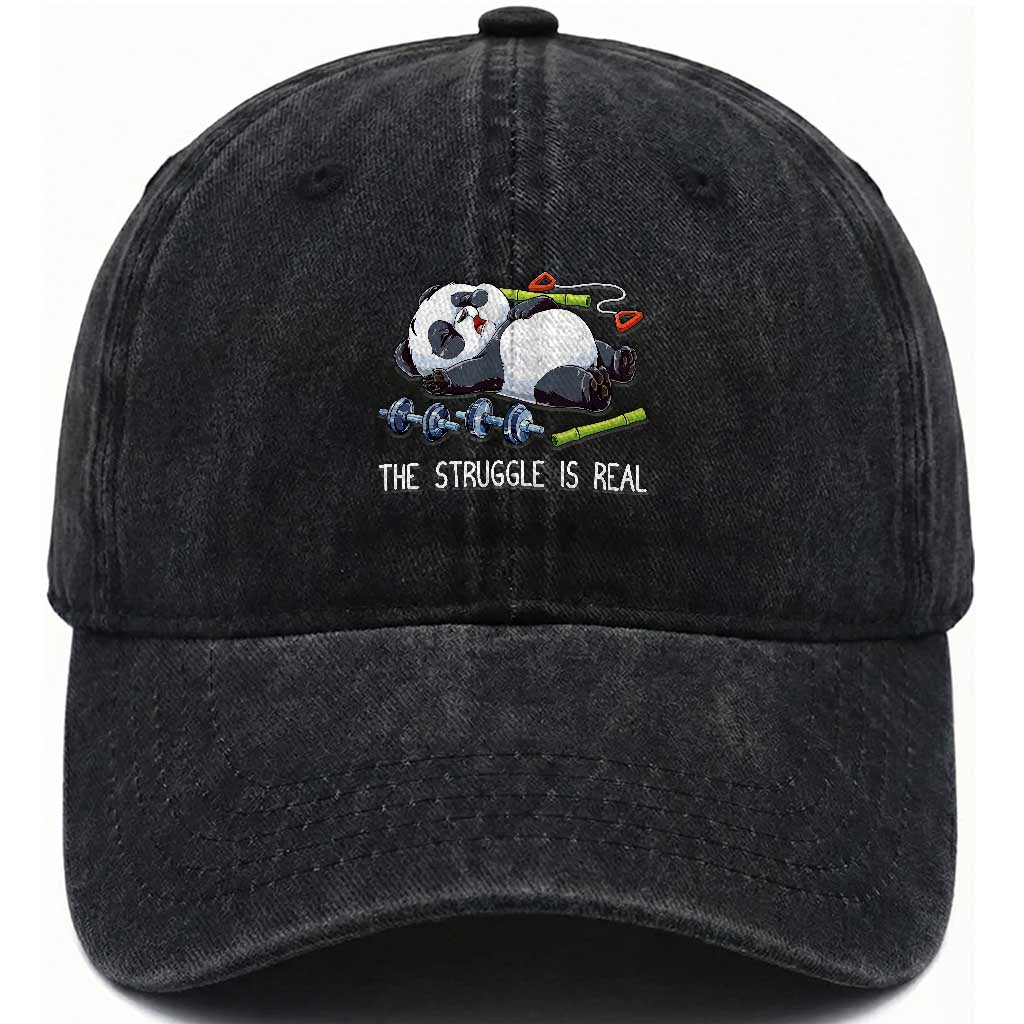 Funny Panda Workout Gift Washed Cotton Baseball Cap The Struggle Is Real