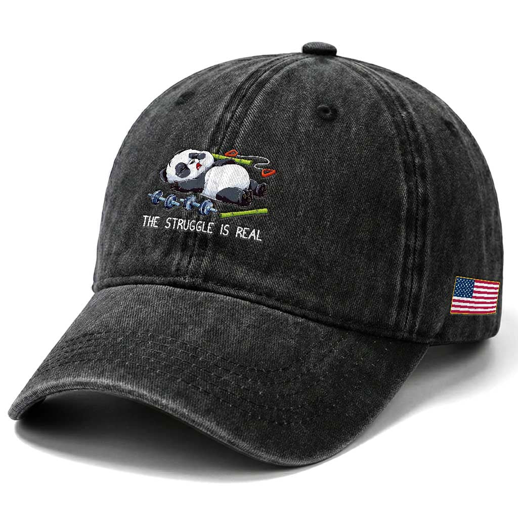 Funny Panda Workout Gift Washed Cotton Baseball Cap The Struggle Is Real