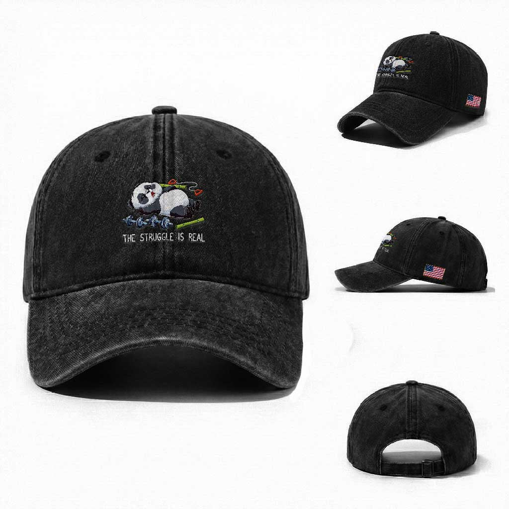 Funny Panda Workout Gift Washed Cotton Baseball Cap The Struggle Is Real