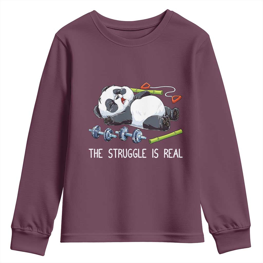 Funny Panda Workout Gift Youth Sweatshirt The Struggle Is Real