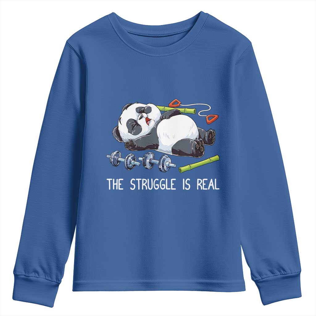 Funny Panda Workout Gift Youth Sweatshirt The Struggle Is Real