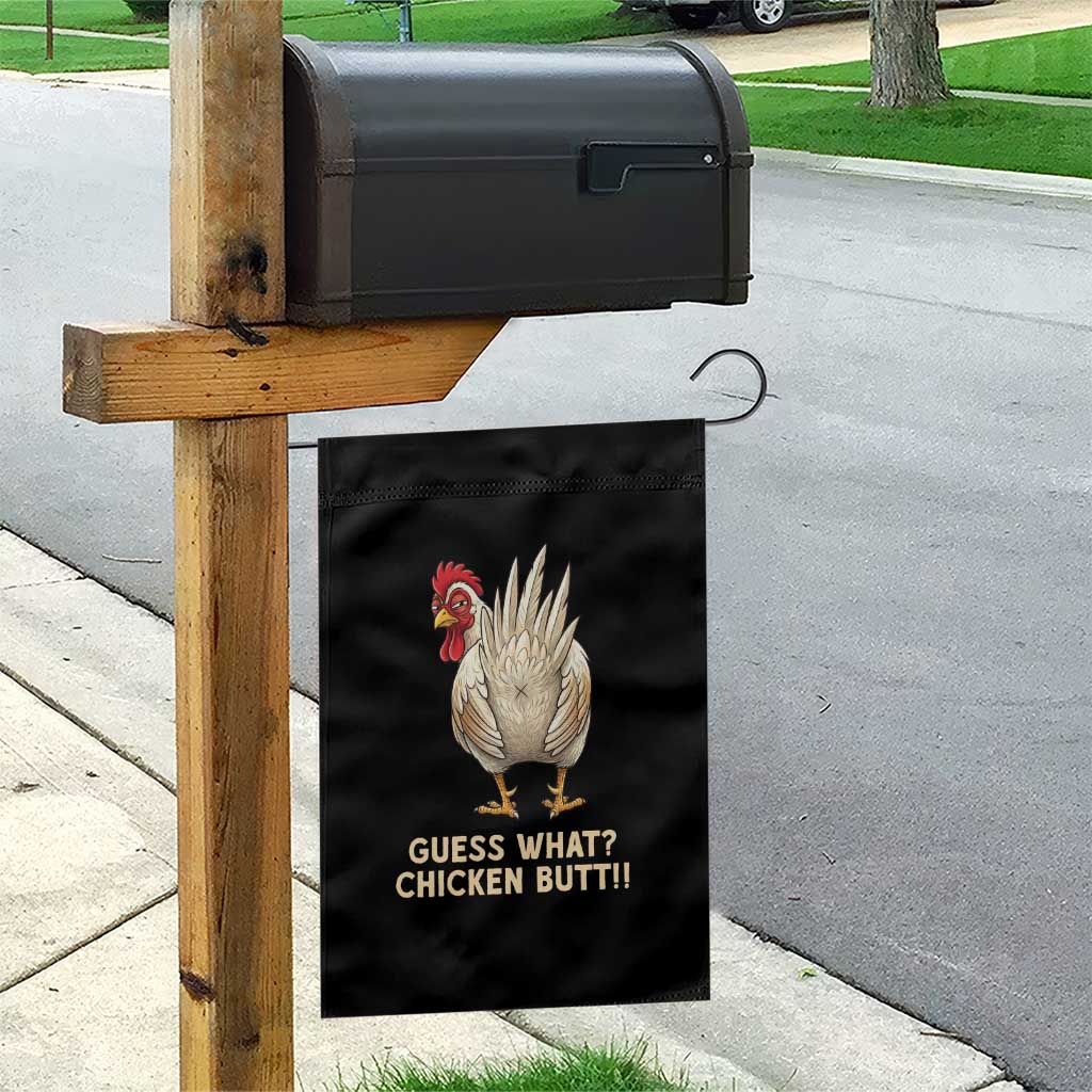 Guess What Chicken Butt Joke Garden Flag Funny Chicken Lover Graphic
