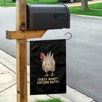 Guess What Chicken Butt Joke Garden Flag Funny Chicken Lover Graphic