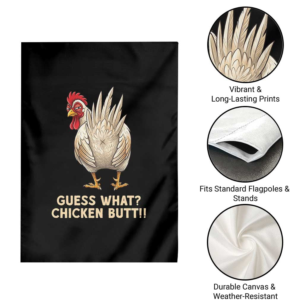 Guess What Chicken Butt Joke Garden Flag Funny Chicken Lover Graphic