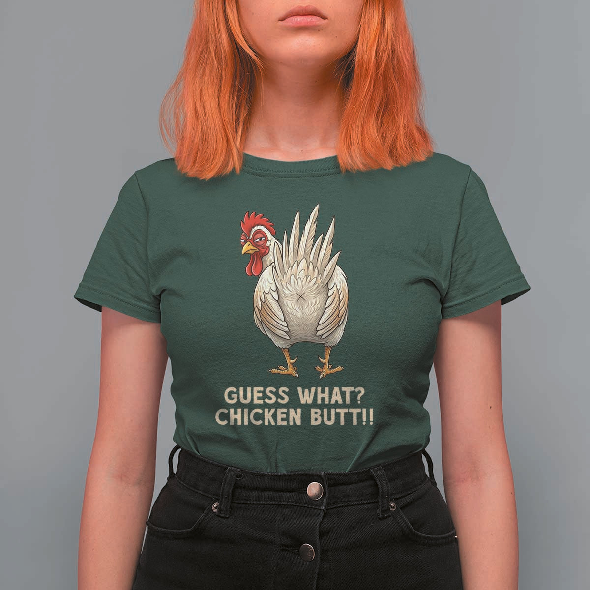 Guess What Chicken Butt Joke T Shirt For Women Funny Chicken Lover Graphic