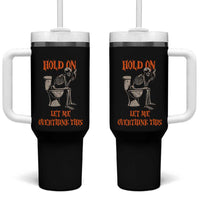 Funny Skeleton Let Me Overthink This Tumbler With Handle Sarcastic Dark Humor Quote