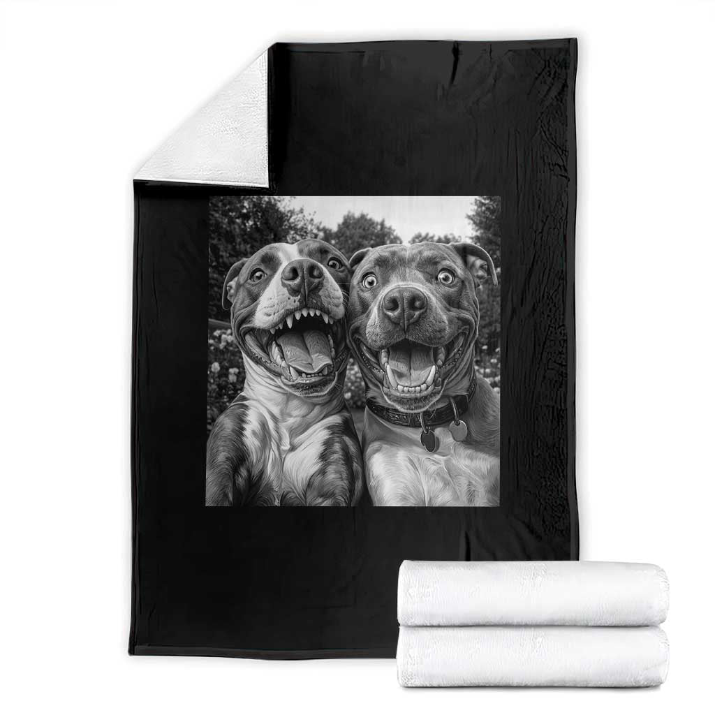 Pitbull Selfie Meme Throw Blanket Funny Dog Lover Graphic