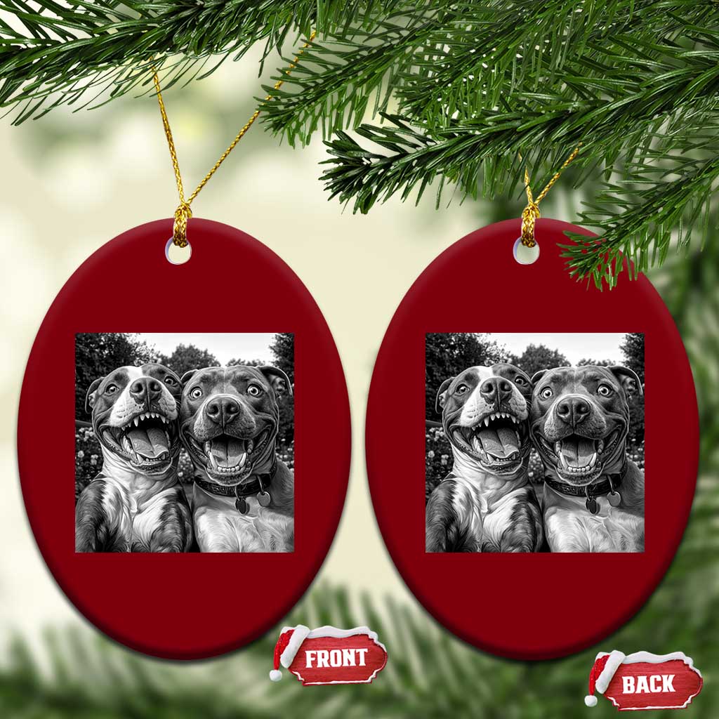 Pitbull Selfie Meme Ceramic Ornament Funny Dog Lover Graphic