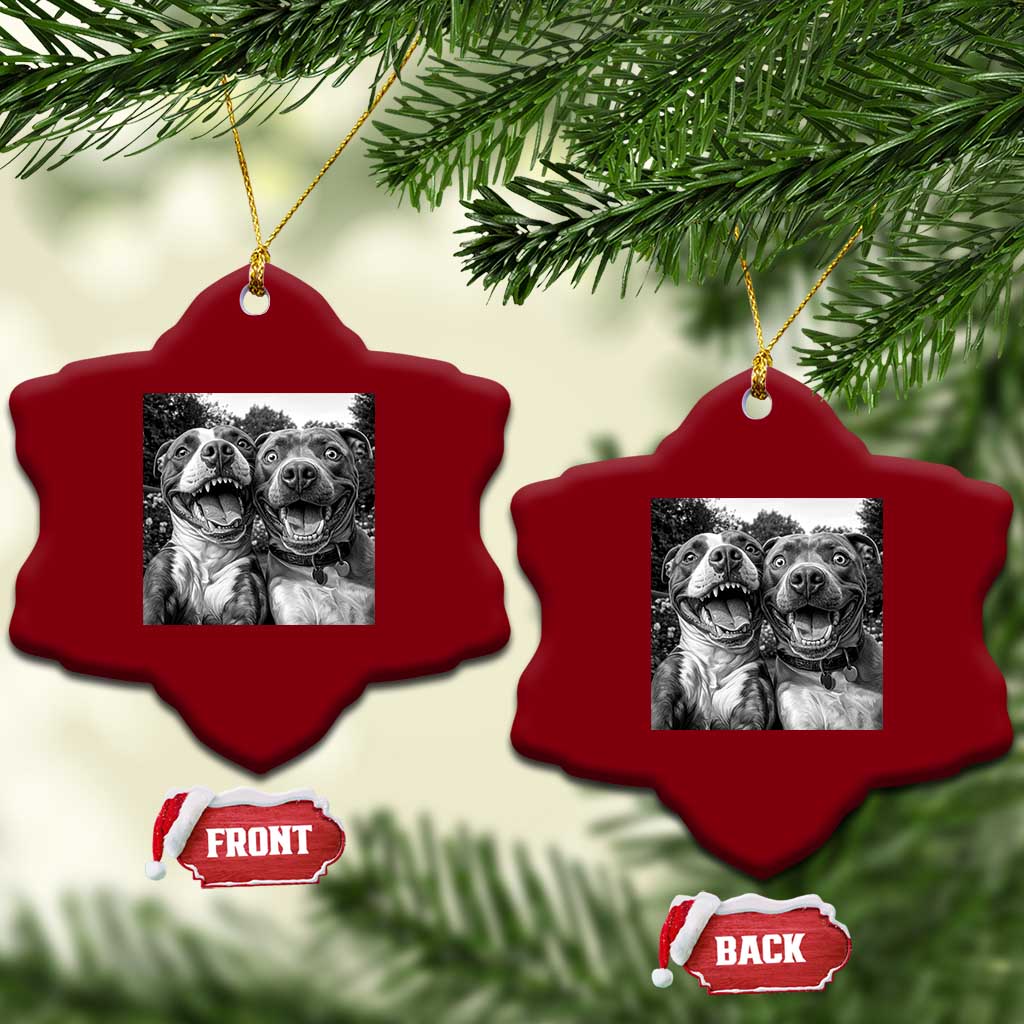 Pitbull Selfie Meme Ceramic Ornament Funny Dog Lover Graphic