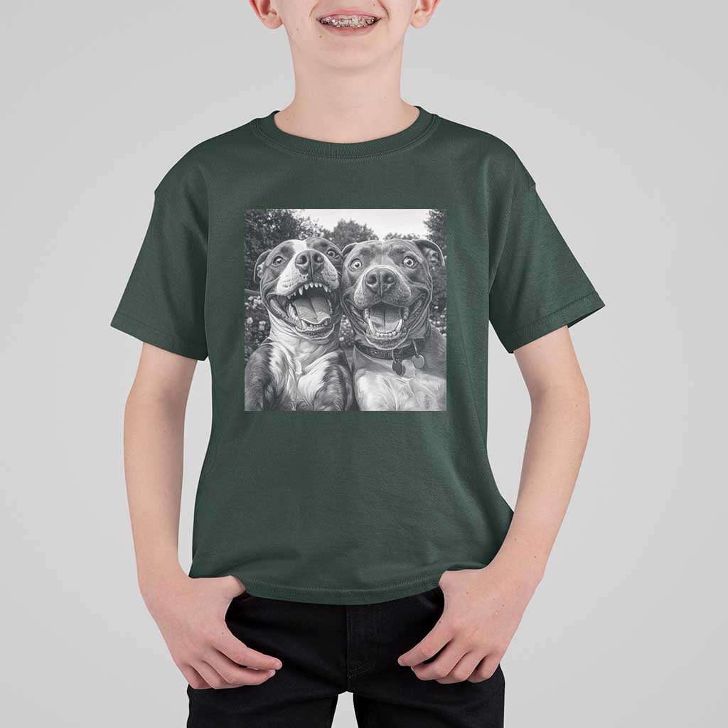Pitbull Selfie Meme T Shirt For Kid Funny Dog Lover Graphic