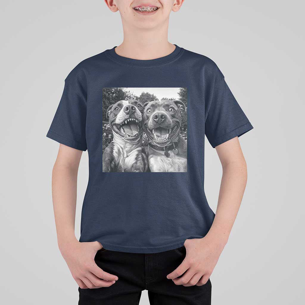Pitbull Selfie Meme T Shirt For Kid Funny Dog Lover Graphic