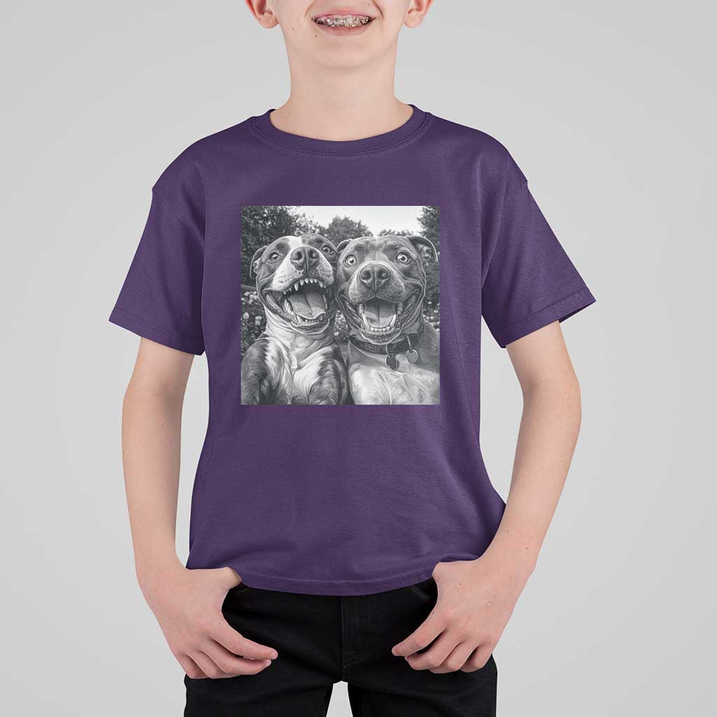 Pitbull Selfie Meme T Shirt For Kid Funny Dog Lover Graphic