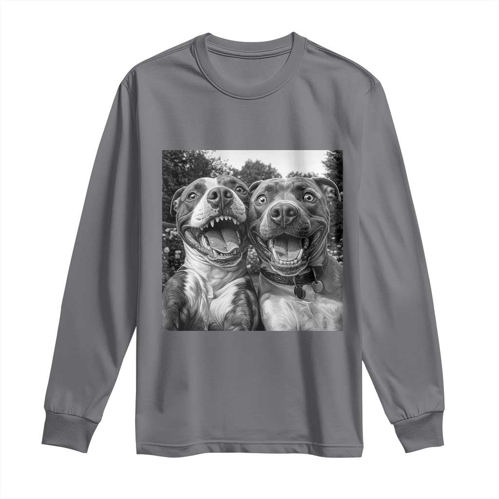 Pitbull Selfie Meme Long Sleeve Shirt Funny Dog Lover Graphic