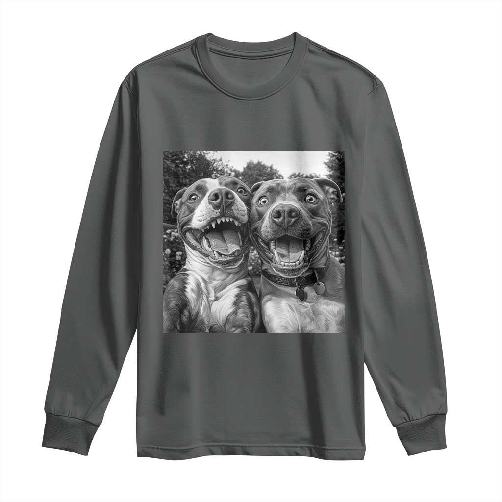 Pitbull Selfie Meme Long Sleeve Shirt Funny Dog Lover Graphic