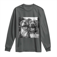 Pitbull Selfie Meme Long Sleeve Shirt Funny Dog Lover Graphic