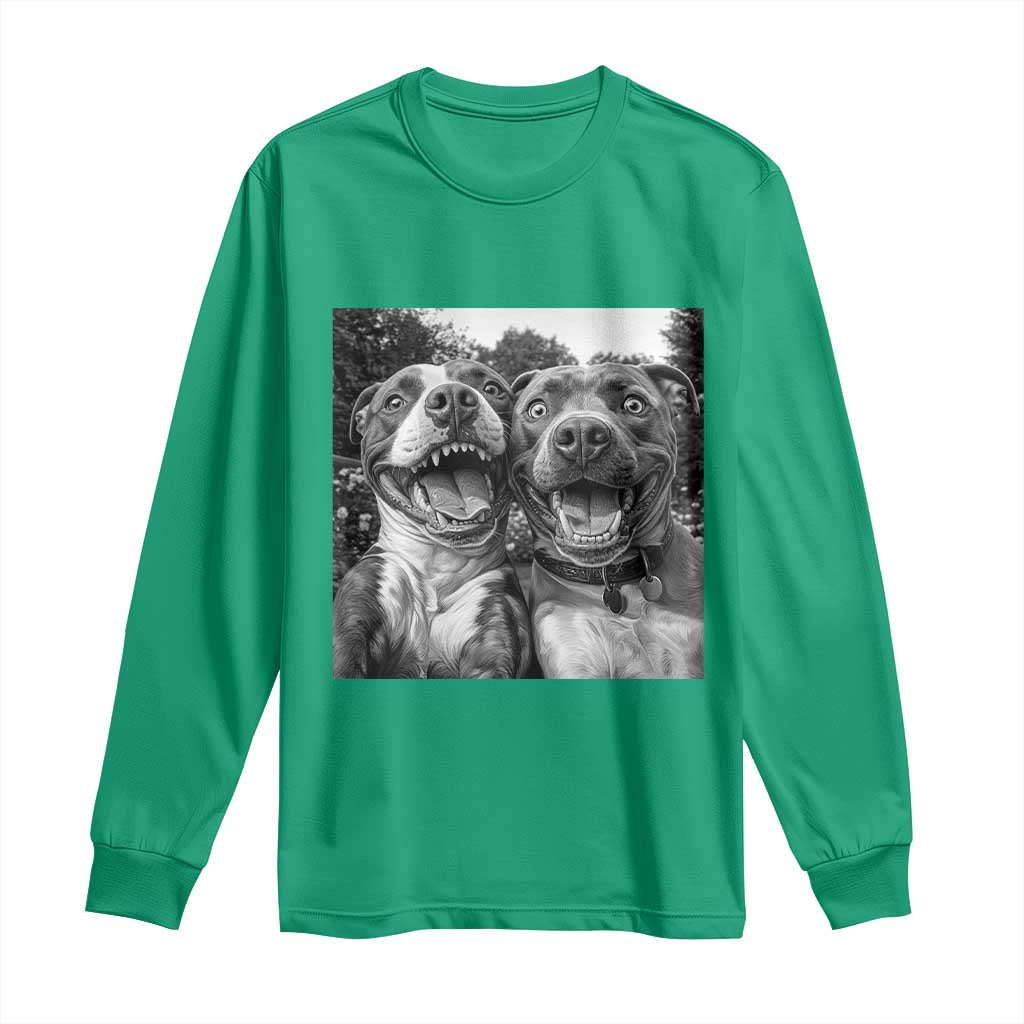 Pitbull Selfie Meme Long Sleeve Shirt Funny Dog Lover Graphic